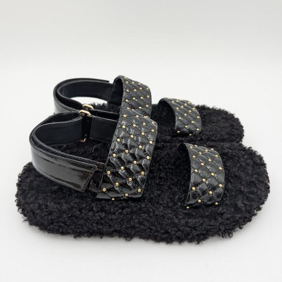 Jeffrey Campbell Ardeman Sandal Women's Open Toe Faux Fur Black Size US6 EU37 - Picture 3 of 11